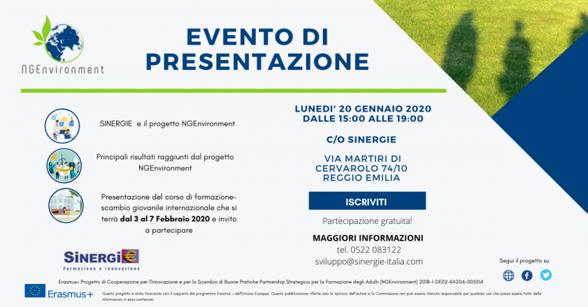 Presentazione progetto erasmus+ ngenvironment e corso formazione gratuito